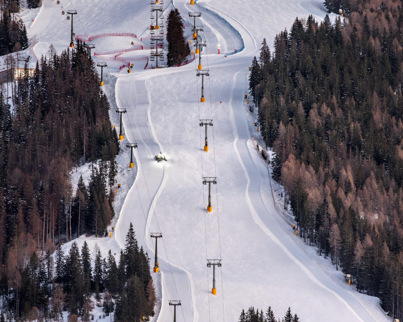 Aerial view of Elk Mountain ski runs and lifts