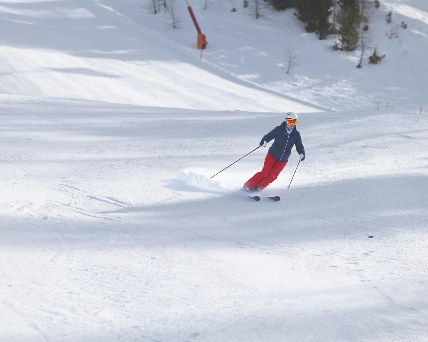 Skier making a clean carving turn