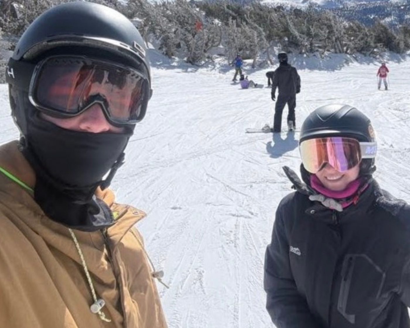 Two participants on Elk Mountain — authentic Edge Impact ski trip